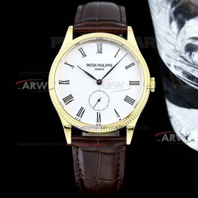 Swiss clone Patek Philippe Calatrava 3919 Yellow Gold White Dial 39MM